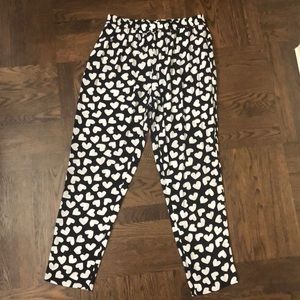 kate spade black and white heart pants